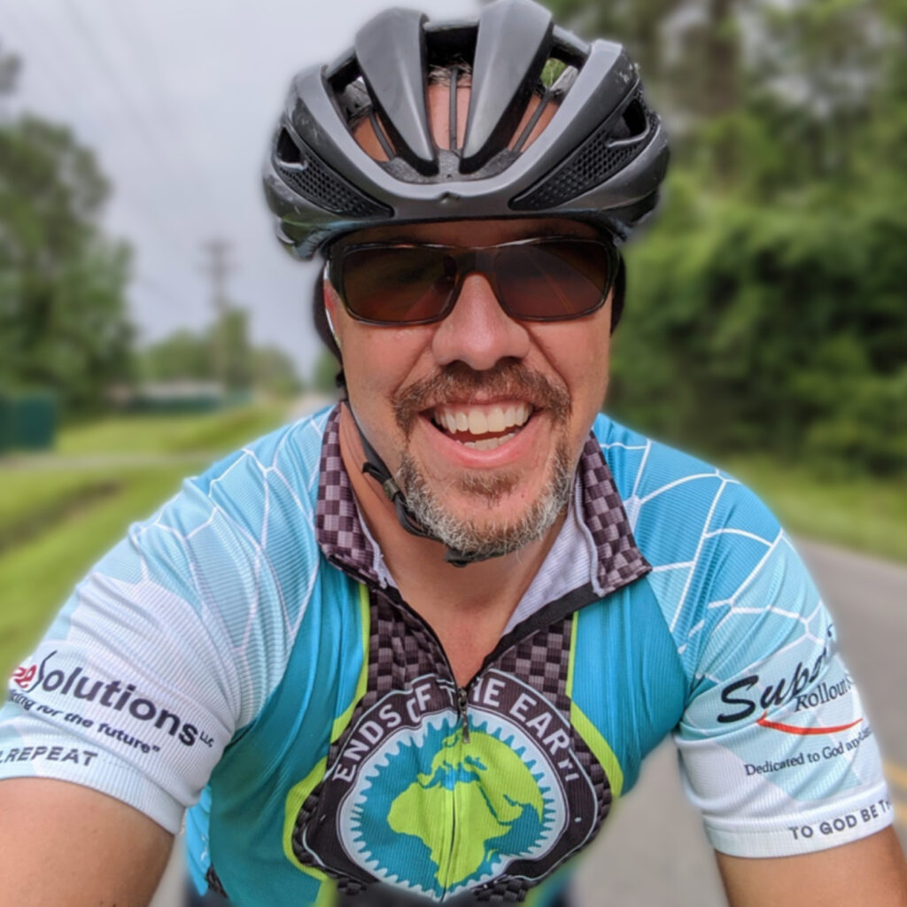 Ends Cycling crew member David cycling during a tour