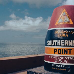 Buoy at the southernmost point on our cycling tour to Key West